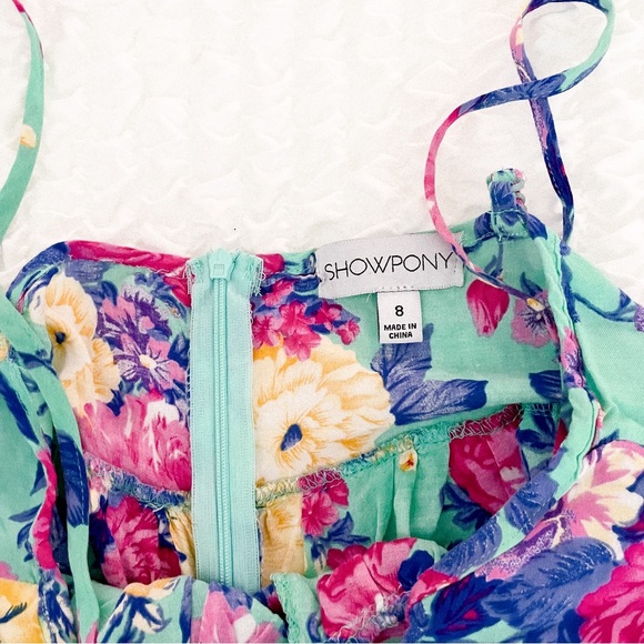 cute turquoise floral romper - Picture 3 of 4
